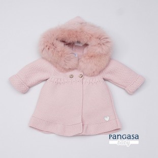 Abrigo rosa empolvado de Pangasa con pelo natural