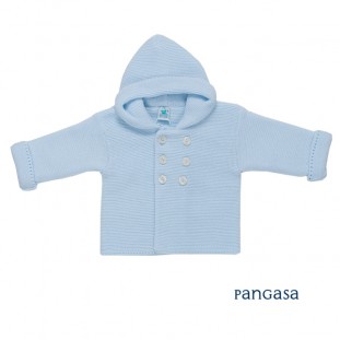 Trenca básica de punto doble para bebé marca Pangasa en Azul Bebé