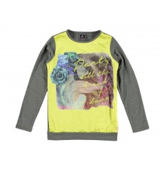 Camiseta gris y amarilla para niña Marca Retour