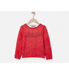 Jersey rojo con camiseta marfil para niña Marca IKKS