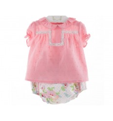 Conjunto rosa de flores para bebé Marca Marta y Paula