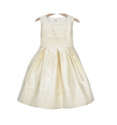 Vestido de seda beige con puntilla de niña Marca Sprint