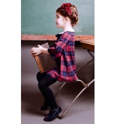 Vestido para niña escocés granate de Fina Ejerique