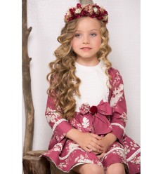 Vestido de Marta y Paula estampado en burdeos con lazo