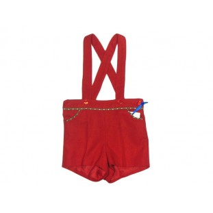 Pantalón rojo corto de tirantes para bebé Marca Sprint