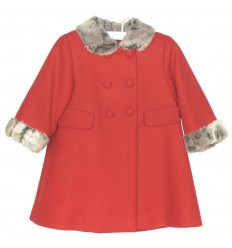 Abrigo de paño rojo con pelo para bebé de Sprint
