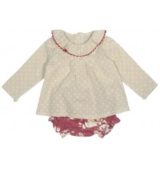 Blusa de bebé en plumeti y crubrepañal de Marta y Paula