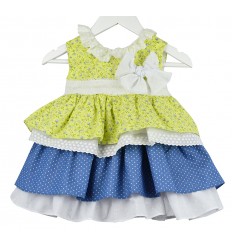 Vestido amarillo y azul para bebé marca Marta y Paula