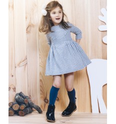 Vestido de niña en pata de gallo azul de Fina Ejerique