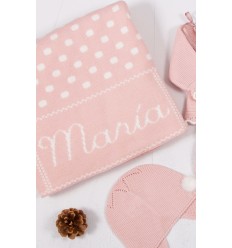 Manta personalizada para bebé con topitos de Pangasa