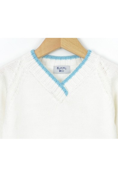 Jersey blanco de pico con azul para niño marca Sprint