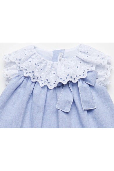 Vestido para bebita azul y blanco marca Fina Ejerique