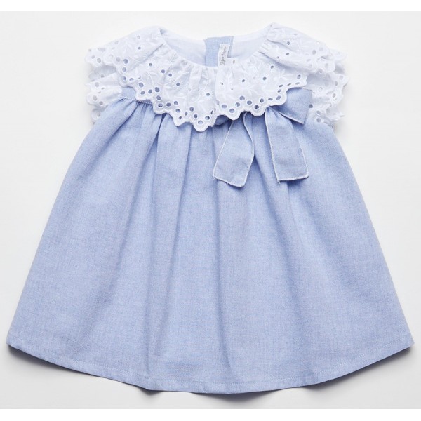 Vestido para bebita azul y blanco marca Fina Ejerique